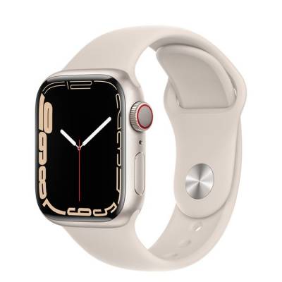 Apple Watch Series 7 GPS, 41mm Starlight Aluminium Case with Starlight Sport Band - Regular Apple