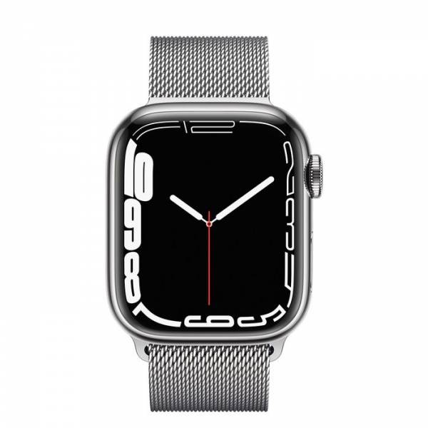 Apple Watch Series 7 GPS + Cellular 41mm Zilver Roestvrij Staal met Milanees Bandje Zilver Apple Watch Series 7 GPS + Cellular 41mm Zilver Roestvrij Staal met Milanees Bandje Zilver