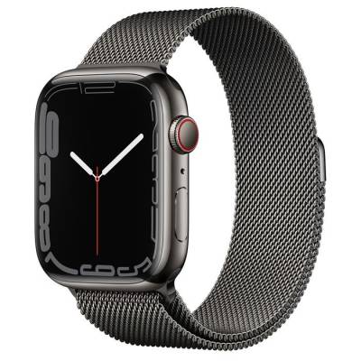 Apple Watch Series 7 GPS + Cellular, 45mm Graphite Stainless Steel Case with Graphite Milanese Loop Apple