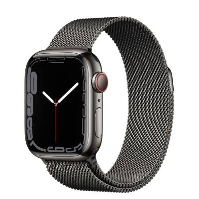 Apple Watch Series 7 GPS + Cellular, 41mm Graphite Stainless Steel Case with Graphite Milanese Loop Apple