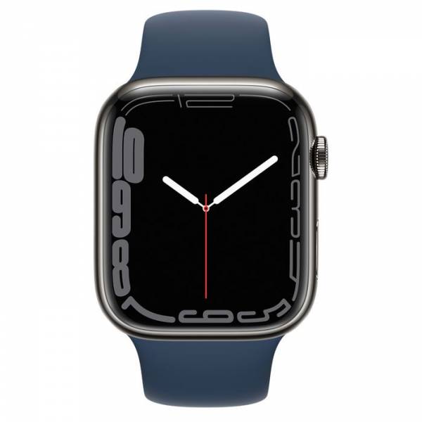 Apple Watch Series 7 GPS + Cellular 45mm Grafiet Roestvrij Staal met Sportbandje Abyss-blauw Apple Watch Series 7 GPS + Cellular 45mm Grafiet Roestvrij Staal met Sportbandje Abyss-blauw
