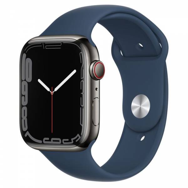 Apple Watch Series 7 GPS + Cellular 45mm Grafiet Roestvrij Staal met Sportbandje Abyss-blauw Apple Watch Series 7 GPS + Cellular 45mm Grafiet Roestvrij Staal met Sportbandje Abyss-blauw