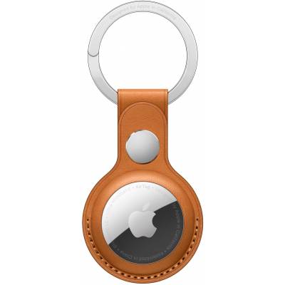 Leren AirTag-sleutelhanger Goudbruin Apple