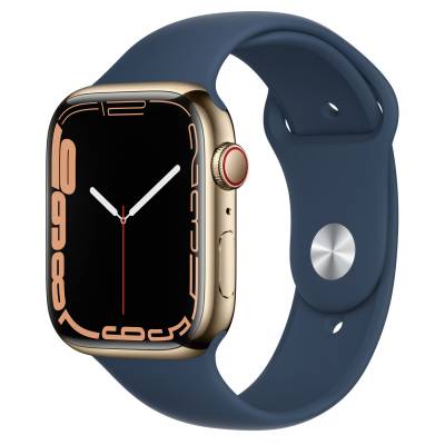 Apple Watch Series 7 GPS + Cellular 45mm Gold RVS Abyss Blue Sport Band Regular Apple