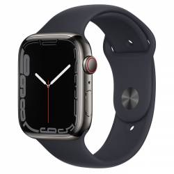 Apple Watch Series 7 GPS + Cellular 45mm Graphite Stainless Steel Midnight Sport Band Regular 