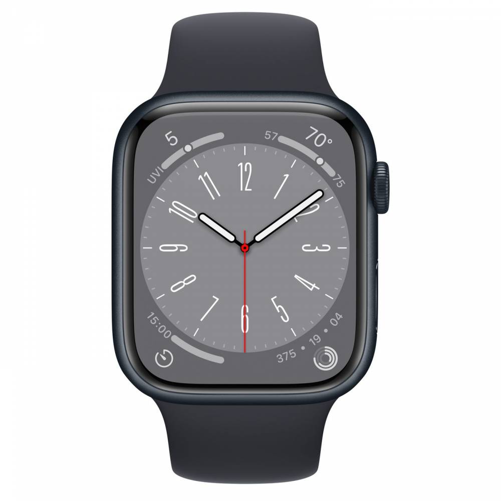 Apple Smartwatch Apple Watch Series 8 GPS 45mm Midnight Aluminium Case met Midnight Sport Band Regular
