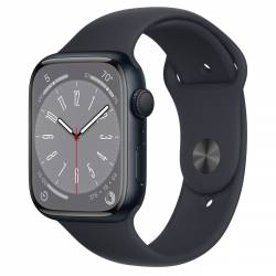 Apple Watch Series 8 GPS 45mm Midnight Aluminium Case met Midnight Sport Band Regular 