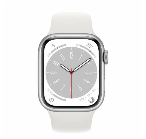 Apple Watch Series 8 GPS + Cellular 41mm Silver Aluminium Case met White Sport Band Regular  Apple