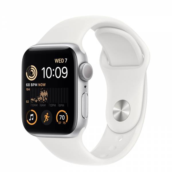 Apple Apple Watch SE GPS 40mm Silver Aluminium Case met White Sport Band Regular