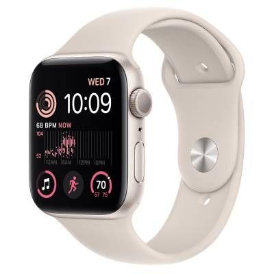 Apple Watch SE GPS 44mm Starlight Aluminium Case met Starlight Sport Band Regular Apple