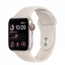 Apple Watch SE GPS + Cellular 40mm Starlight Aluminium Case met Starlight Sport Band Regular Apple