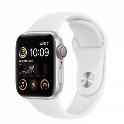 Apple Watch SE GPS + Cellular 40mm Silver Aluminium Case met White Sport Band Regular Apple