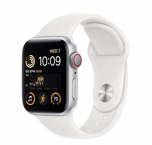 Apple Watch SE GPS + Cellular 40mm Silver Aluminium Case met White Sport Band Regular  Apple