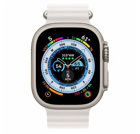 Apple Watch Ultra GPS + Cellular 49mm Titanium Case met White Ocean Band  Apple