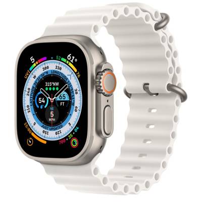 Apple Watch Ultra GPS + Cellular 49mm Titanium Case met White Ocean Band Apple
