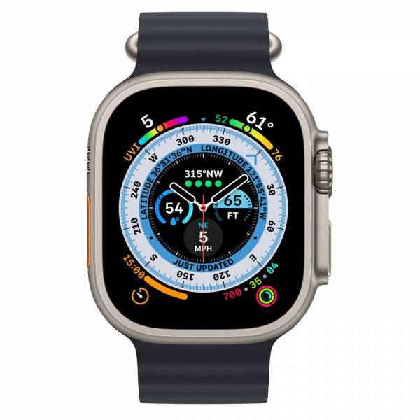 Apple Watch Ultra GPS + Cellular 49mm Titanium Case met Midnight Ocean Band 