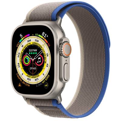 Apple Watch Ultra GPS + Cellular 49mm Titanium Case with Blue/Gray Trail Loop S/M Apple