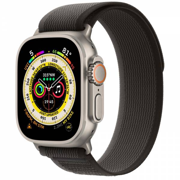 Apple Apple Watch Ultra GPS + Cellular 49mm Titanium Case with Black/Gray Trail Loop M/L