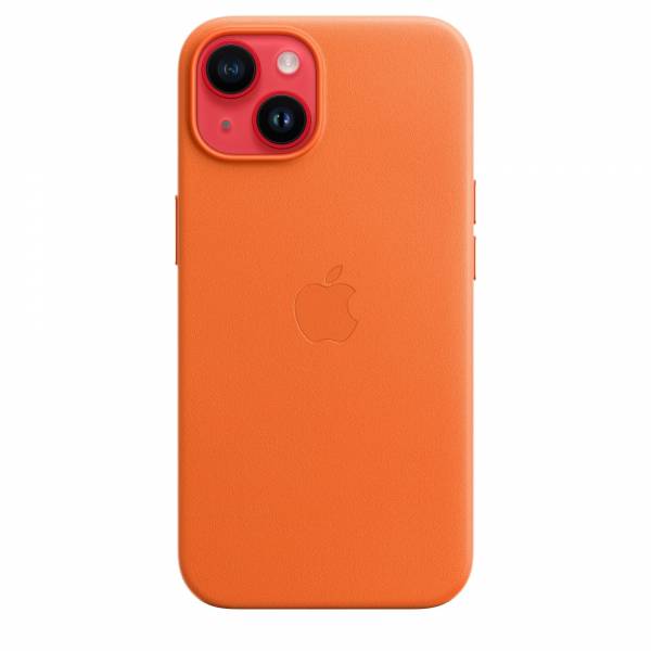 Leren hoesje met MagSafe voor iPhone 14 Orange 