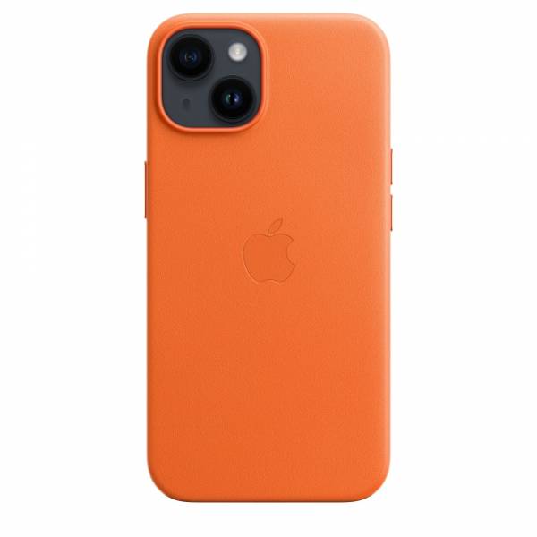 Leren hoesje met MagSafe voor iPhone 14 Orange 