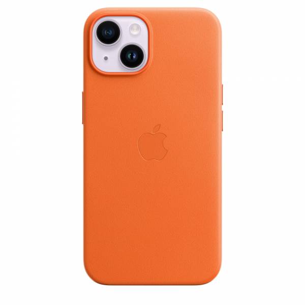 Leren hoesje met MagSafe voor iPhone 14 Orange 