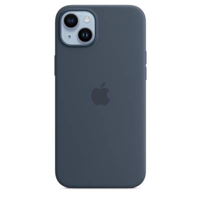 Siliconenhoesje met MagSafe voor iPhone 14 Plus Storm Blue Apple