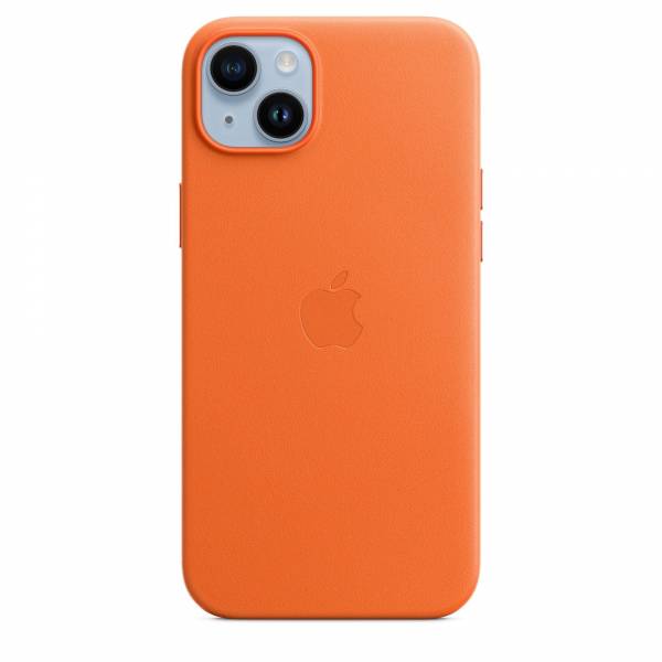 Leren hoesje met MagSafe voor iPhone 14 Plus Oranje 