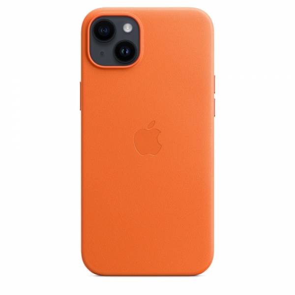 Leren hoesje met MagSafe voor iPhone 14 Plus Oranje 