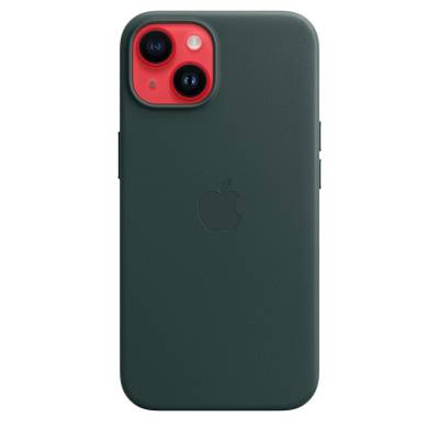 Leren hoesje met MagSafe voor iPhone 14 Forest Green Apple