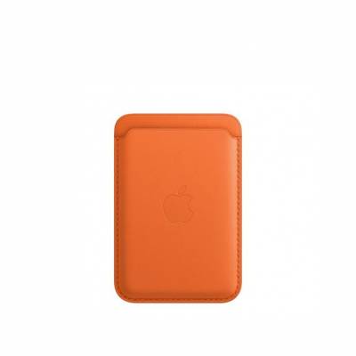 Leren kaarthouder met MagSafe voor iPhone Oranje Apple