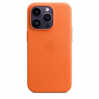 Étui en cuir avec MagSafe pour iPhone 14 Pro Orange Apple