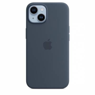 Coque en silicone avec MagSafe pour iPhone 14 Storm Blue Apple