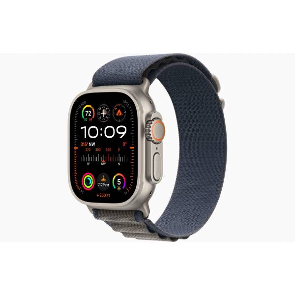 Apple Watch Ultra 2 GPS + Cellular, 49mm Titanium Case with Blue Alpine Loop - Medium 