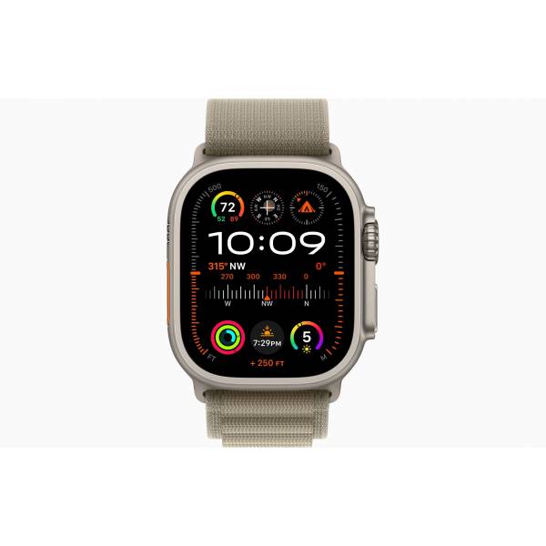 Apple Watch Ultra 2 GPS + Cellular, 49mm Titanium Case with Olive Alpine Loop - Large 
