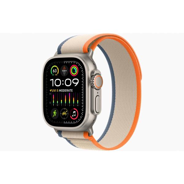 Apple Watch Ultra 2 GPS + Cellular, 49mm Titanium Case with Orange/Beige Trail Loop - M/L 