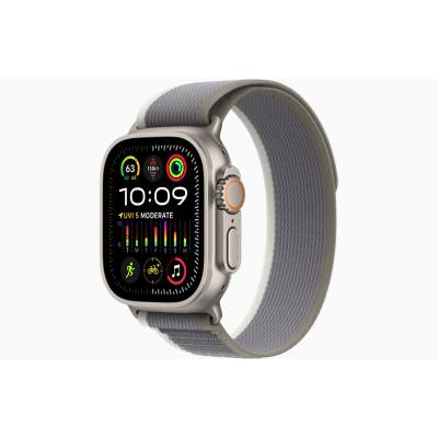 Apple Watch Ultra 2 GPS + Cellular, 49mm Titanium Case with Green/Grey Trail Loop - S/M Apple