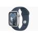 Apple Watch Series 9 GPS 41mm Silver Aluminium Case with Storm Blue Sport Band - S/M 
