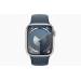 Apple Watch Series 9 GPS 41mm Silver Aluminium Case with Storm Blue Sport Band - M/L 
