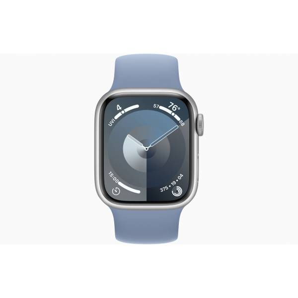 Apple Watch Series 9 GPS 41mm Silver Aluminium Case with Winter Blue Sport Loop 