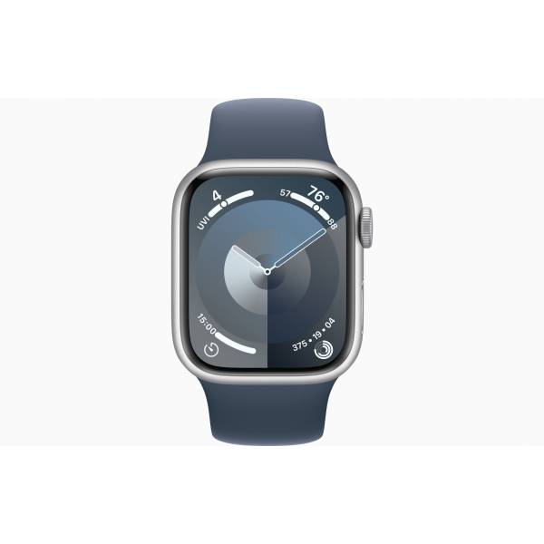 Apple Apple Watch Series 9 GPS + Cellular 41mm Silver Aluminium Case with Storm Blue Sport Band - S/M