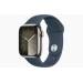 Apple Watch Series 9 GPS + Cellular 41mm Silver Stainless Steel Case with Storm Blue Sport Band - S/M 