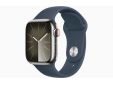 Apple Watch Series 9 GPS + Cellular 41mm Silver Stainless Steel Case with Storm Blue Sport Band - M/L