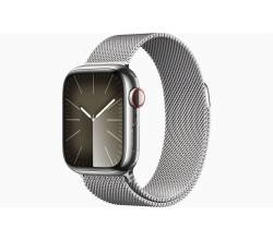 Apple Watch Series 9 GPS + Cellular 41mm Silver Stainless Steel Case with Silver Milanese Loop Apple