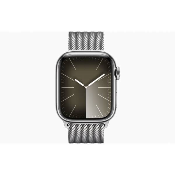 Apple Watch Series 9 GPS + Cellular 41mm Silver Stainless Steel Case with Silver Milanese Loop 
