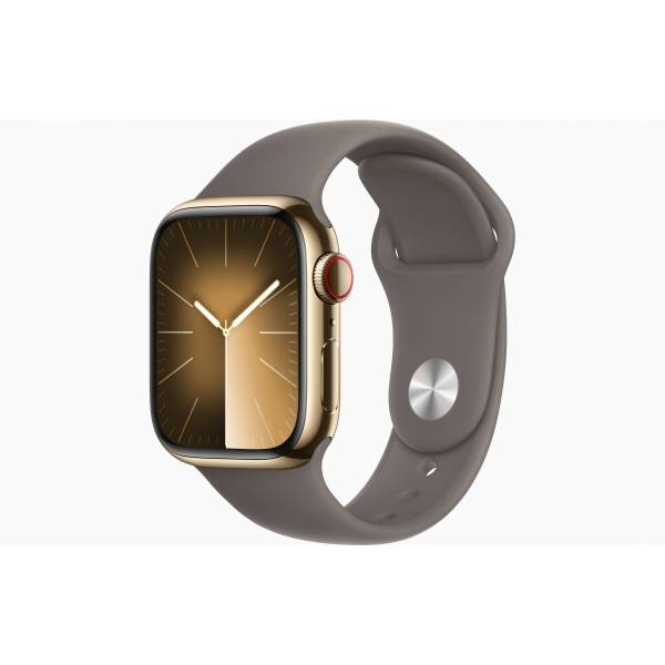 Apple Watch Series 9 GPS + Cellular 41mm Gold Stainless Steel Case with Clay Sport Band - S/M 