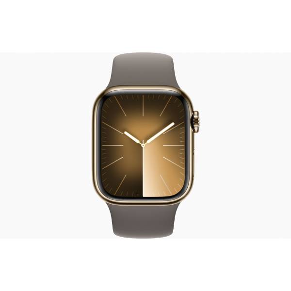 Apple Watch Series 9 GPS + Cellular 41mm Gold Stainless Steel Case with Clay Sport Band - M/L 
