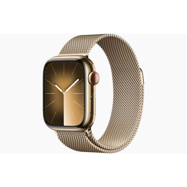 Apple Watch Series 9 GPS + Cellular 41mm Gold Stainless Steel Case with Gold Milanese Loop 