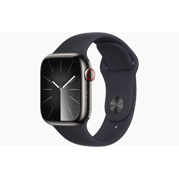 Apple Watch Series 9 GPS + Cellular 41mm Graphite Stainless Steel Case with Midnight Sport Band - S/M 