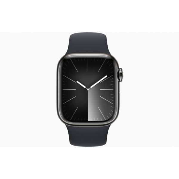 Apple Watch Series 9 GPS + Cellular 41mm Graphite Stainless Steel Case with Midnight Sport Band - S/M 