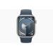 Apple Watch Series 9 GPS + Cellular 45mm Silver Aluminium Case with Storm Blue Sport Band - S/M 